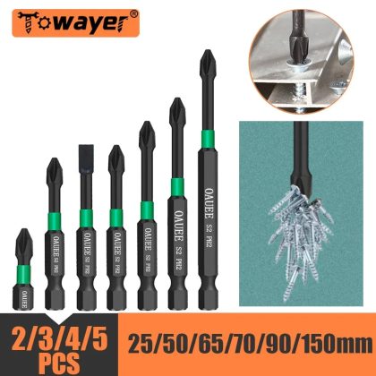 PH2 Magnetic Batch Head Impact Screwdriver Set – 1/2/3/6pcs, Waterproof, Anti-Slip, High Hardness (25/50/65/70/90mm)